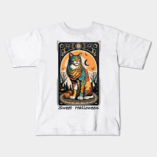 Sweet Halloween cat tarot Kids T-Shirt